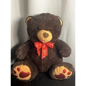 Hug & Luv Brown Teddy Bear Plush - Red Heart Bow - Soft & Cuddly